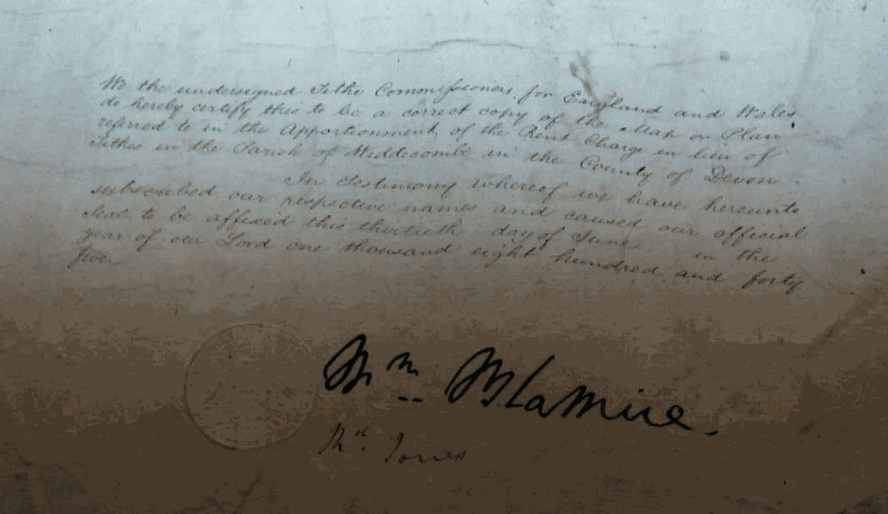 Widecombe Tithe Map Certificate of Authenticity