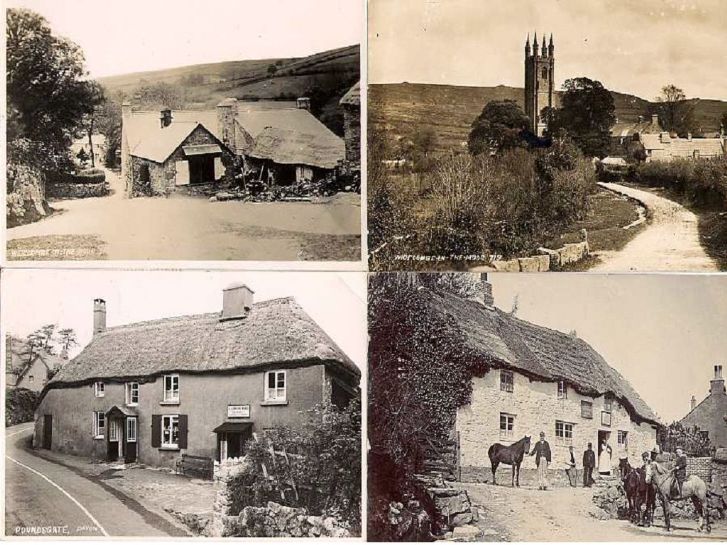 Widecombe village and Poundsgate village showing Thatched Buildings